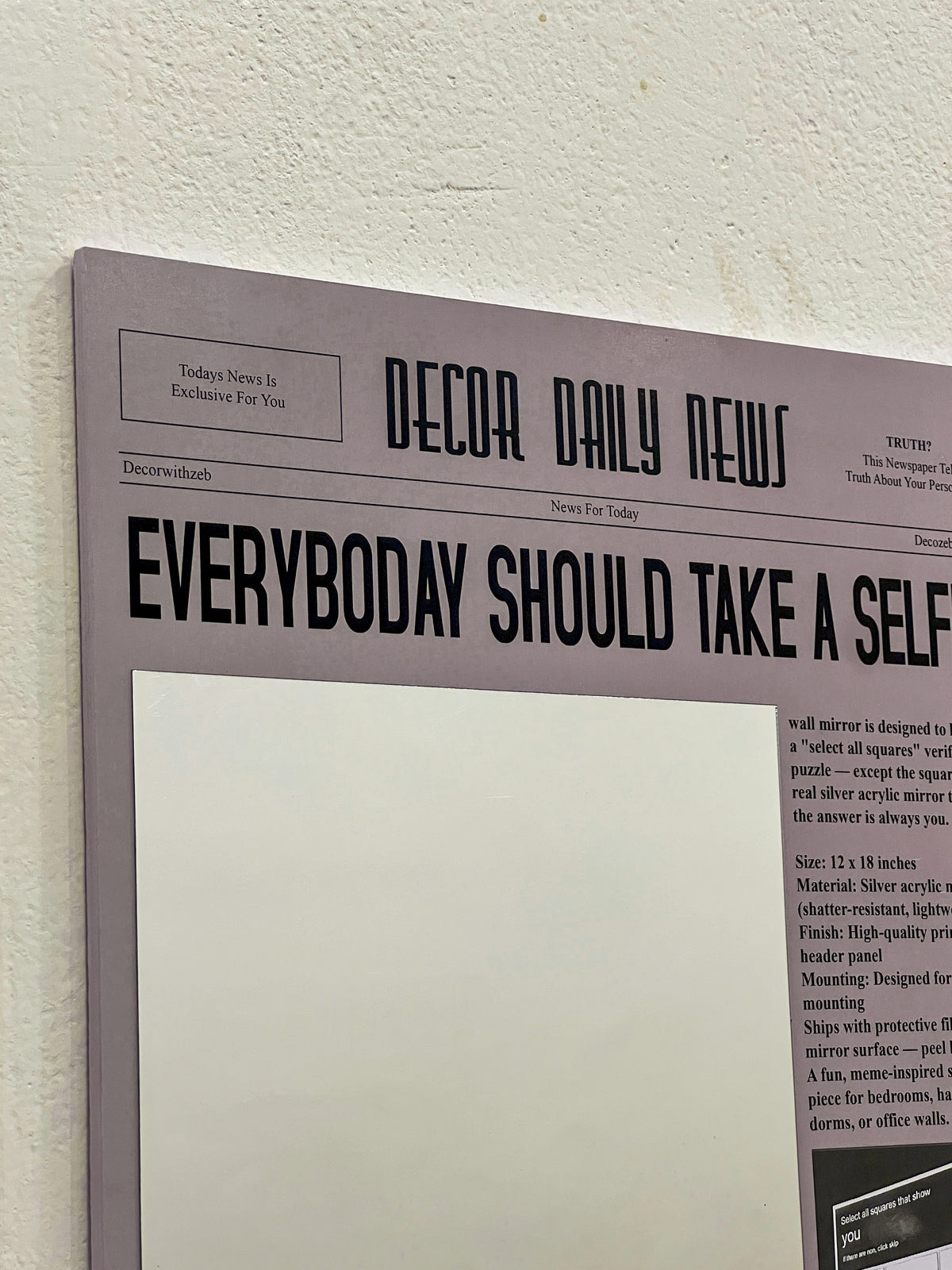 Newspaper Selfie Acrylic Mirror