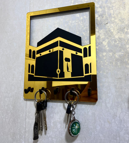 Khana Kaaba Key Holder – Golden Mirror Wall Mounted Organizer