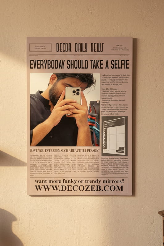 Newspaper Selfie Acrylic Mirror