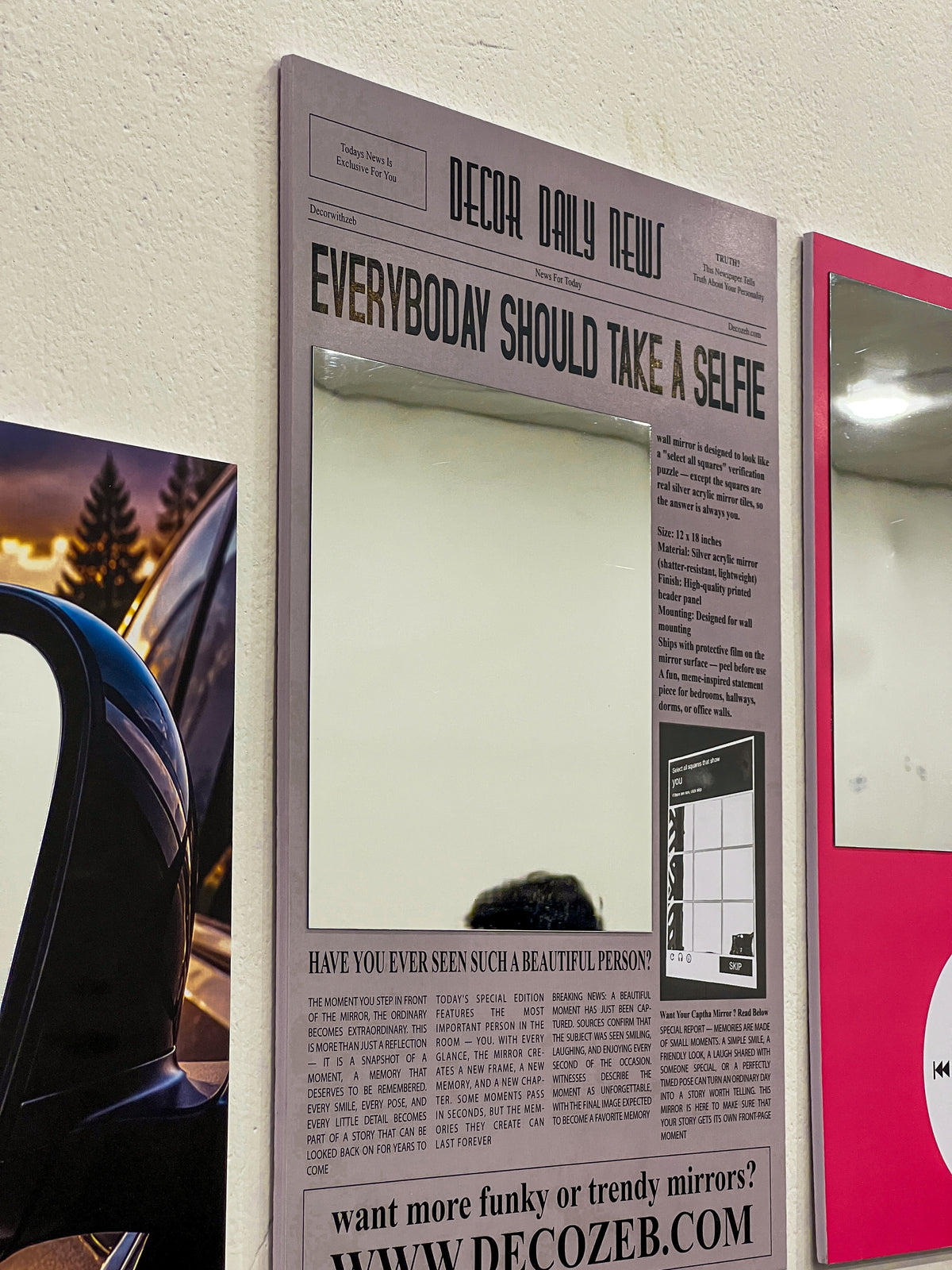 Newspaper Selfie Acrylic Mirror